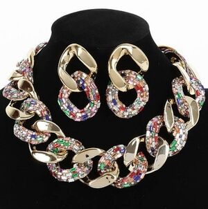 Gold and Multicolor Women's Jewelry Set